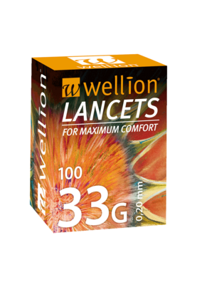 Sie sehen eine Packung Wellion 33G Lanzetten, 100 Stk., Produktbild: 01 Wellion 33G Lanzetten, 100 Stk., A-Nr.: 3387502 - 01