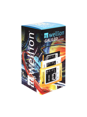 Sie sehen eine Packung WELL10-03CB Wellion GALILEO GLU/CHOL Blutzuckermessgerät schwarz, Produktbild: 01 WELL10-03CB Wellion GALILEO GLU/CHOL Blutzuckermessgerät schwarz, A-Nr.: 4553492 - 01