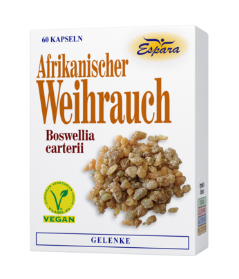 Sie sehen eine Packung Espara Weihrauch Kapseln, Produktbild: 01 Espara Weihrauch Kapseln, A-Nr.: 3017001 - 01