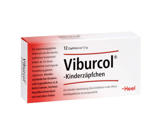 Sie sehen eine Packung Viburcol®-Kinderzäpfchen, Produktbild: 01 Viburcol®-Kinderzäpfchen, A-Nr.: 0150099 - 01