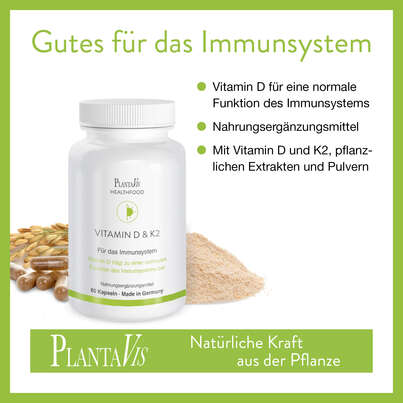 Sie sehen eine Packung Vitamin D & K2 Kapseln, Produktbild: 03 Vitamin D & K2 Kapseln, A-Nr.: 4488501 - 03