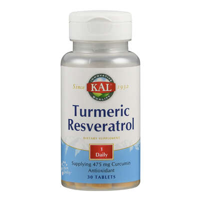 Sie sehen eine Packung Supplementa Turmeric Resveratrol Tabletten, Produktbild: 01 Supplementa Turmeric Resveratrol Tabletten, A-Nr.: 5597391 - 01