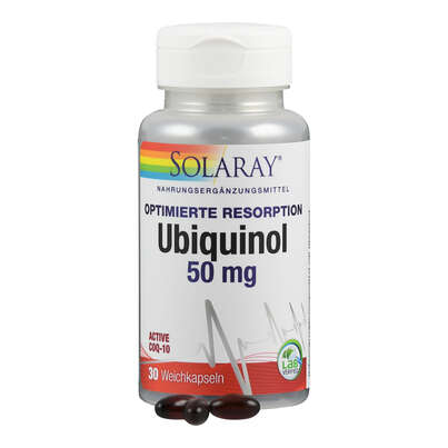 Sie sehen eine Packung Supplementa Ubiquinol CoQ10 50 mg Weichkapseln, Produktbild: 04 Supplementa Ubiquinol CoQ10 50 mg Weichkapseln, A-Nr.: 5597965 - 04