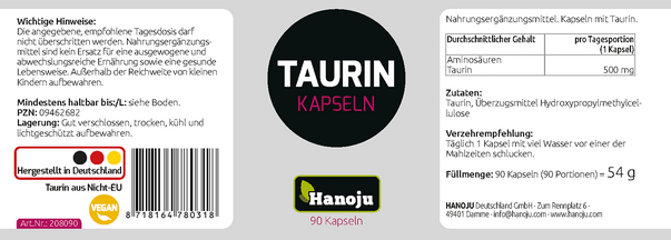 Sie sehen eine Packung Shanab Taurin Kapseln 500mg, Produktbild: 02 Shanab Taurin Kapseln 500mg, A-Nr.: 4255553 - 02