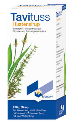 Sie sehen eine Packung Tavituss Hustensirup, Produktbild: 01 Tavituss Hustensirup, A-Nr.: 4455418 - 01