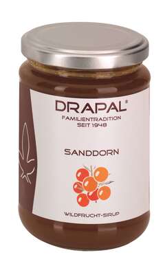 Sie sehen eine Packung DRAPAL® Sanddorn Wildfruchtsirup Glas mit Faltschachtel, Produktbild: 03 DRAPAL® Sanddorn Wildfruchtsirup Glas mit Faltschachtel, A-Nr.: 5008495 - 03