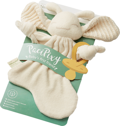 Sie sehen eine Packung Bio Schnullerhalter / Tröster PaciPixy Natursutten, Produktbild: 01 Bio Schnullerhalter / Tröster PaciPixy Natursutten, A-Nr.: 5568745 - 01