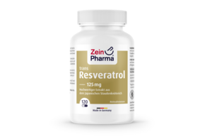 Sie sehen eine Packung Zeinpharma Resveratrol 125 mg Kapseln, Produktbild: 01 Zeinpharma Resveratrol 125 mg Kapseln, A-Nr.: 3852991 - 01