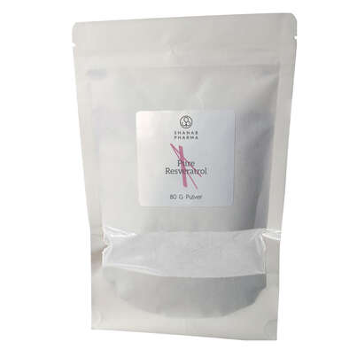 Sie sehen eine Packung Shanab Resveratrol Pure Pulver, Produktbild: 01 Shanab Resveratrol Pure Pulver, A-Nr.: 5398740 - 01