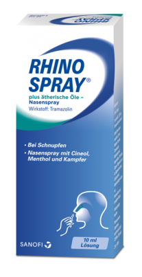 Sie sehen eine Packung Rhinospray® plus ätherische Öle - Nasenspray, Produktbild: 01 Rhinospray® plus ätherische Öle - Nasenspray, A-Nr.: 1283394 - 01