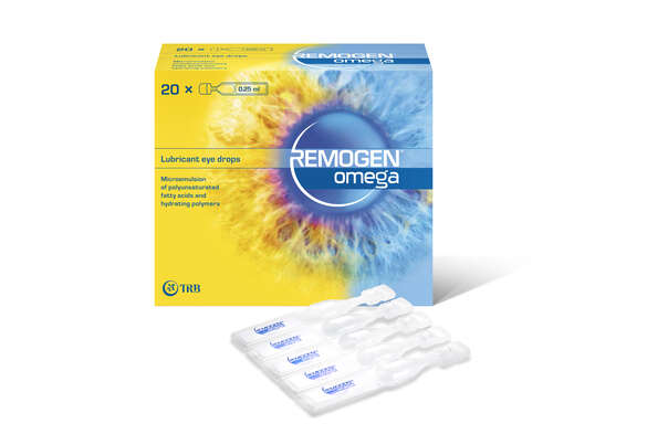 Sie sehen eine Packung Remogen Omega 20 x 0,5ml Augentropfen, Produktbild: 01 Remogen Omega 20 x 0,5ml Augentropfen, A-Nr.: 4094400 - 01