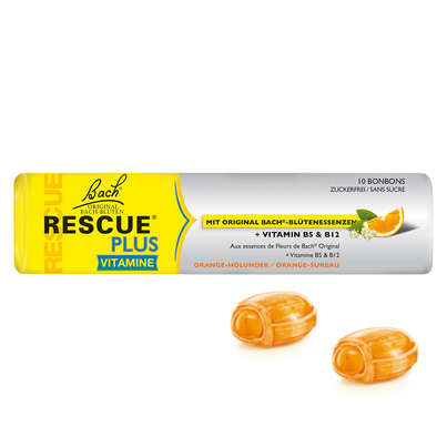Sie sehen eine Packung RESCUE® Plus Bonbons, Produktbild: 03 RESCUE® Plus Bonbons, A-Nr.: 5323239 - 03