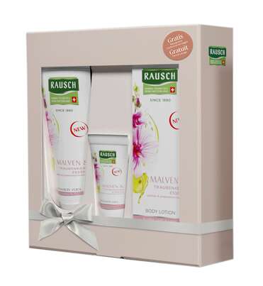 Sie sehen eine Packung RAUSCH VERWÖHNSET Malven & Traubenkern-Essenz, Produktbild: 01 RAUSCH VERWÖHNSET Malven & Traubenkern-Essenz, A-Nr.: 5310455 - 01