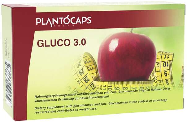 Sie sehen eine Packung plantoCAPS GLUCO 3.0 Kapseln, Produktbild: 01 plantoCAPS GLUCO 3.0 Kapseln, A-Nr.: 4828859 - 01
