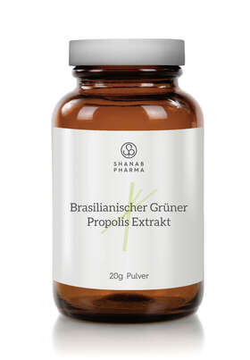 Sie sehen eine Packung Shanab Brasilianischer Grüner Propolis Extrakt, Produktbild: 02 Shanab Brasilianischer Grüner Propolis Extrakt, A-Nr.: 4590027 - 02