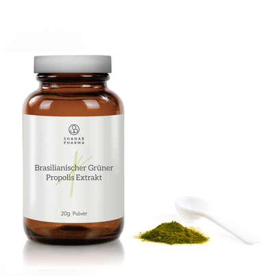 Sie sehen eine Packung Shanab Brasilianischer Grüner Propolis Extrakt, Produktbild: 03 Shanab Brasilianischer Grüner Propolis Extrakt, A-Nr.: 4590027 - 03