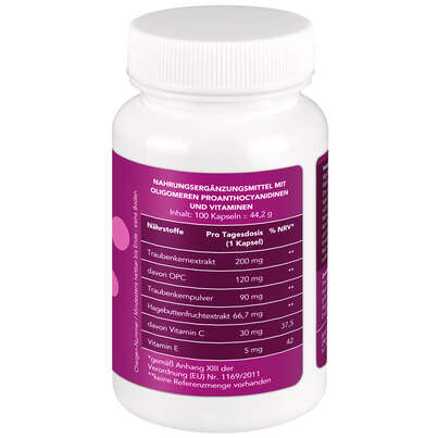 Sie sehen eine Packung BjökoVit OPC Traubenkern Kapseln vegan, Produktbild: 03 BjökoVit OPC Traubenkern Kapseln vegan, A-Nr.: 5174621 - 03