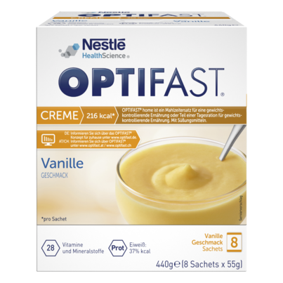 Sie sehen eine Packung OPTIFAST® Creme Vanille, Produktbild: 01 OPTIFAST® Creme Vanille, A-Nr.: 5209621 - 01