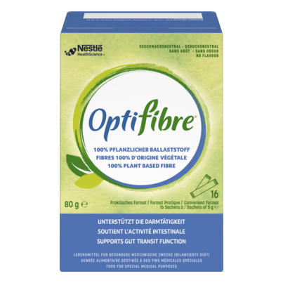 Sie sehen eine Packung OptiFibre® Sachetbox 12x(16x5g), Produktbild: 01 OptiFibre® Sachetbox 12x(16x5g), A-Nr.: 4313629 - 01