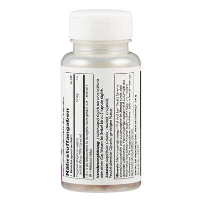 Sie sehen eine Packung Supplementa Oregano Öl 70% Carvacrol Weichkapseln Solaray, Produktbild: 02 Supplementa Oregano Öl 70% Carvacrol Weichkapseln Solaray, A-Nr.: 5597801 - 02