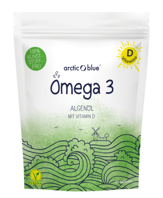 Sie sehen eine Packung Arctic Blue OMEGA 3 ALGENOEL DHA VIT D KPS ARB 90ST, Produktbild: 01 Arctic Blue OMEGA 3 ALGENOEL DHA VIT D KPS ARB 90ST, A-Nr.: 5450630 - 01