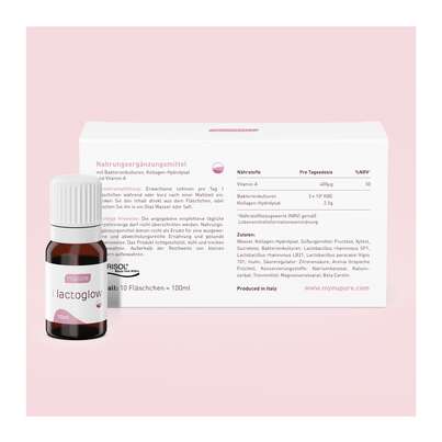 Sie sehen eine Packung Nupure lactoglow Trinkampullen, Produktbild: 06 Nupure lactoglow Trinkampullen, A-Nr.: 5778804 - 06