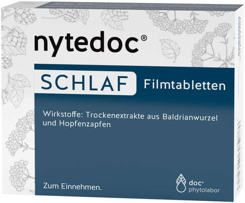 Sie sehen eine Packung nytedoc® SCHLAF Filmtabletten, Produktbild: 01 nytedoc® SCHLAF Filmtabletten, A-Nr.: 5506276 - 01