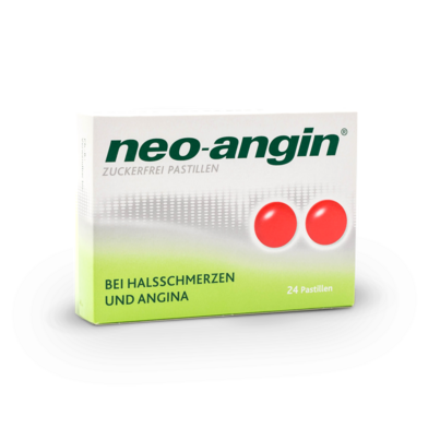 Sie sehen eine Packung neo-angin® zuckerfrei Pastillen, Produktbild: 01 neo-angin® zuckerfrei Pastillen, A-Nr.: 1283371 - 01