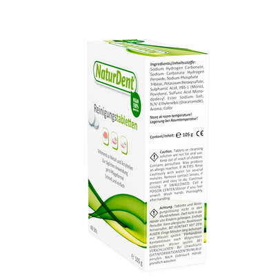 Sie sehen eine Packung NaturDent Reinigungstabletten (48 Stk), Produktbild: 02 NaturDent Reinigungstabletten (48 Stk), A-Nr.: 4275225 - 02