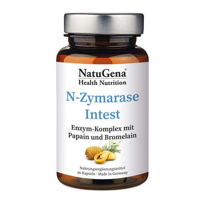 Sie sehen eine Packung NatuGena N-Zymarase Intest Kapseln, Produktbild: 01 NatuGena N-Zymarase Intest Kapseln, A-Nr.: 5699424 - 01