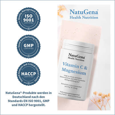 Sie sehen eine Packung NatuGena Vitamin C + Magnesium Pulver, Produktbild: 03 NatuGena Vitamin C + Magnesium Pulver, A-Nr.: 5404311 - 03