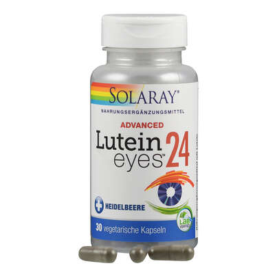 Sie sehen eine Packung Supplementa Lutein-Eyes Advanced 24 Kapseln Solaray, Produktbild: 04 Supplementa Lutein-Eyes Advanced 24 Kapseln Solaray, A-Nr.: 5597793 - 04