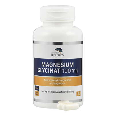 Sie sehen eine Packung Supplementa Magnesium Glycinat 100 mg Kapseln, Produktbild: 04 Supplementa Magnesium Glycinat 100 mg Kapseln, A-Nr.: 5596635 - 04