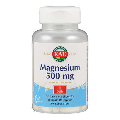 Sie sehen eine Packung Supplementa Magnesium 500 mg Tabletten, Produktbild: 01 Supplementa Magnesium 500 mg Tabletten, A-Nr.: 5598427 - 01