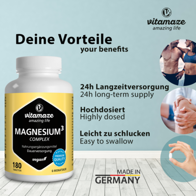 Sie sehen eine Packung Vitamaze Magnesium 350mg Komplex, Produktbild: 02 Vitamaze Magnesium 350mg Komplex, A-Nr.: 5179452 - 02
