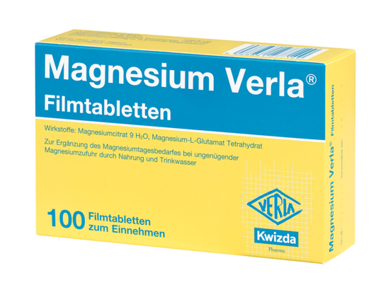 Sie sehen eine Packung Magnesium Verla - Filmtabletten, Produktbild: 01 Magnesium Verla - Filmtabletten, A-Nr.: 1277146 - 01