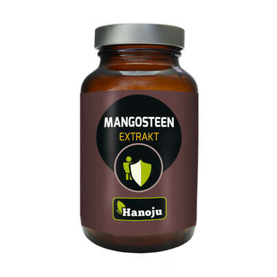 Sie sehen eine Packung Hanoju Mangosteen 20% Extrakt 400mg, Produktbild: 01 Hanoju Mangosteen 20% Extrakt 400mg, A-Nr.: 4255659 - 01