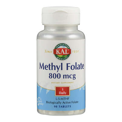 Sie sehen eine Packung Supplementa Methylfolat 800 mcg Tabletten, Produktbild: 01 Supplementa Methylfolat 800 mcg Tabletten, A-Nr.: 5597190 - 01