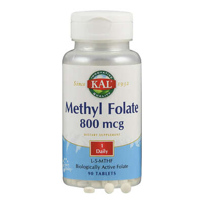Sie sehen eine Packung Supplementa Methylfolat 800 mcg Tabletten, Produktbild: 04 Supplementa Methylfolat 800 mcg Tabletten, A-Nr.: 5597190 - 04
