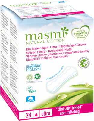 Sie sehen eine Packung Masmi Organic Care - Bio Slipeinlagen Ultra, Produktbild: 01 Masmi Organic Care - Bio Slipeinlagen Ultra, A-Nr.: 4368820 - 01