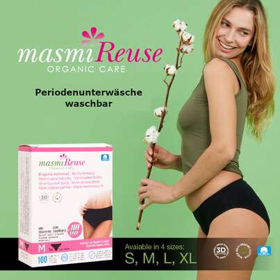 Sie sehen eine Packung Bio Periodenslip Masmi Reuse - Waschbar - Größe XL, Produktbild: 02 Bio Periodenslip Masmi Reuse - Waschbar - Größe XL, A-Nr.: 5588297 - 02