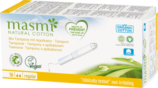 Sie sehen eine Packung Masmi Organic Care - Bio Tampons Classic mit Applikator, Produktbild: 02 Masmi Organic Care - Bio Tampons Classic mit Applikator, A-Nr.: 4368837 - 02