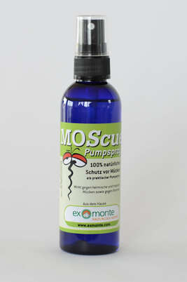 Sie sehen eine Packung Exmonte Moscue Pumpspray 100 ml, Produktbild: 01 Exmonte Moscue Pumpspray 100 ml, A-Nr.: 4039720 - 01