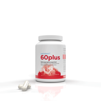 Sie sehen eine Packung Lactobact 60plus, Produktbild: 02 Lactobact 60plus, A-Nr.: 4302761 - 02