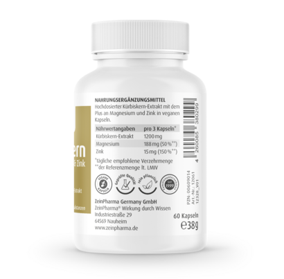 Sie sehen eine Packung Zeinpharma Kürbiskern 400 mg Kapseln, Produktbild: 03 Zeinpharma Kürbiskern 400 mg Kapseln, A-Nr.: 3818758 - 03