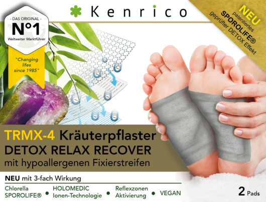 Sie sehen eine Packung TRMX-4 Kräuterpflaster DETOX RELAX RECOVER, Produktbild: 02 TRMX-4 Kräuterpflaster DETOX RELAX RECOVER, A-Nr.: 5358568 - 02