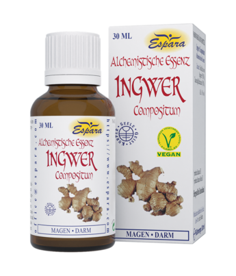 Sie sehen eine Packung Espara Ingwer Compositum Alchemistische Essenz, Produktbild: 01 Espara Ingwer Compositum Alchemistische Essenz, A-Nr.: 4040060 - 01