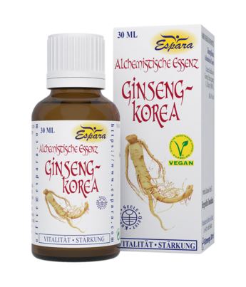 Sie sehen eine Packung Espara Ginseng Korea Alchemistische Essenz 30ml, Produktbild: 01 Espara Ginseng Korea Alchemistische Essenz 30ml, A-Nr.: 4040002 - 01