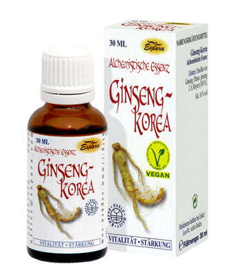 Sie sehen eine Packung Espara Ginseng Korea Alchemistische Essenz 30ml, Produktbild: 02 Espara Ginseng Korea Alchemistische Essenz 30ml, A-Nr.: 4040002 - 02