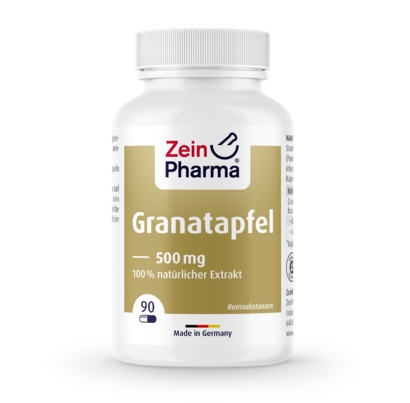 Sie sehen eine Packung Zeinpharma Granatapfel Extrakt 500 mg Kapseln, Produktbild: 01 Zeinpharma Granatapfel Extrakt 500 mg Kapseln, A-Nr.: 3874627 - 01